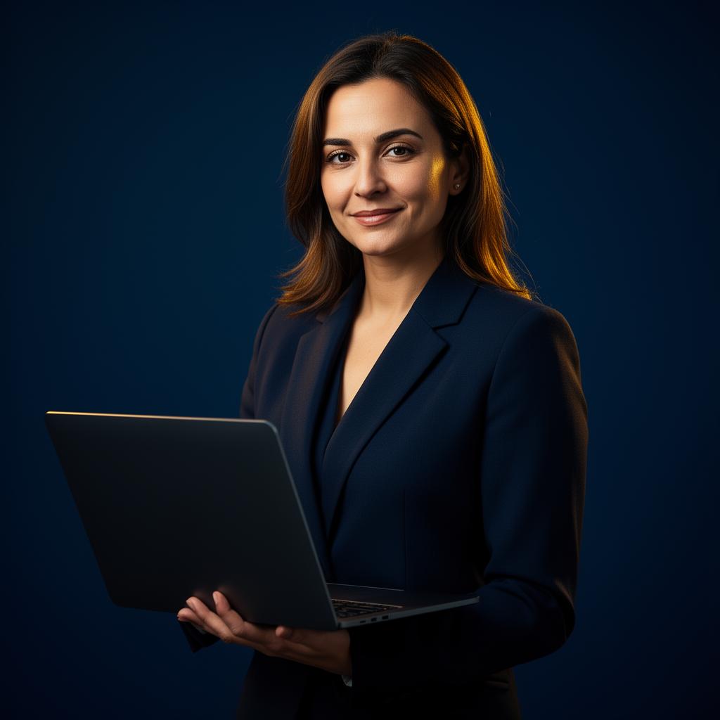 Female investor using Ulltimate Rewards on her laptop