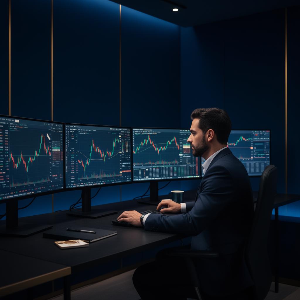 Trader monitoring crypto markets